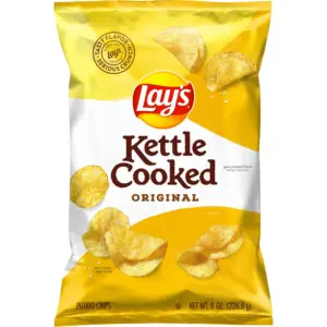 Lay's Kettle Cooked Original Flavored Potato Chips | 8 Ounce Bag | Single