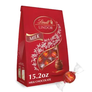 Lindt LINDOR Milk Chocolate Candy Truffles | 15.2 Ounce. Bag | Single