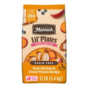 Merrick Lil’ Plates Premium Grain Free Dry Dog Food For Small Dogs | Real Chicken & Sweet Potato Kibble | 12.0 lb. Bag | 12 lbs