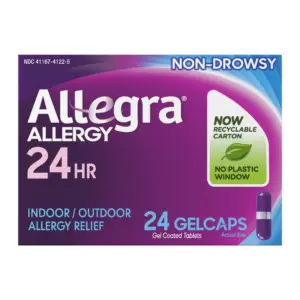 Allegra Adult 24-Hour Allergy Relief Gelcaps | Non-Drowsy Allergy Medicine | 180 mg Pill | 24 Count