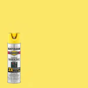 High Visibility Yellow | Rust-Oleum Professional Inverted Marking Paint Spray-2544838 | 15 Ounce | 1