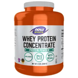NOW Sports Nutrition | Whey Protein Concentrate | 24 G with BCAAs | Unflavored Powder | 5-Pound