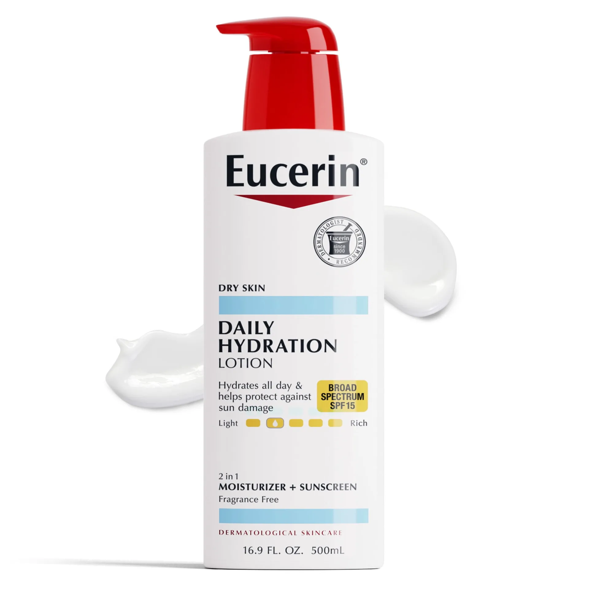 Eucerin Daily Hydration Body Lotion for Dry Skin with SPF 15 | Moisturizer + Sunscreen | 16.9 fl Ounce | 1