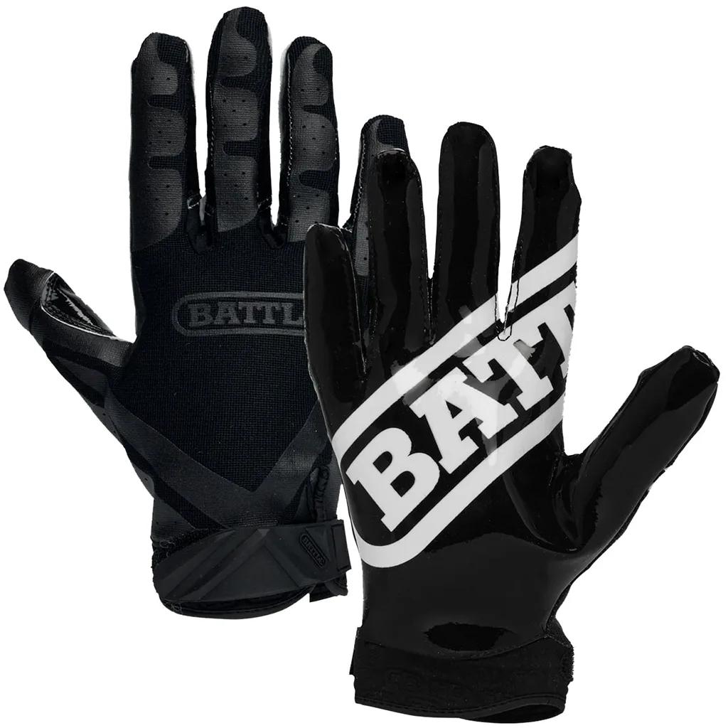 Battle Receivers Double Threat Football Gloves | Extra Large | Black/Black