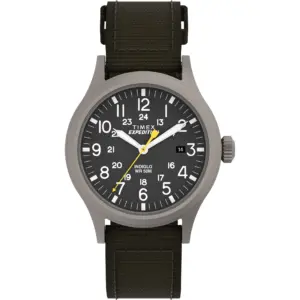 Timex Men's Expedition Scout 40mm Watch Black Dial Gray Case and Green Fabric Strap