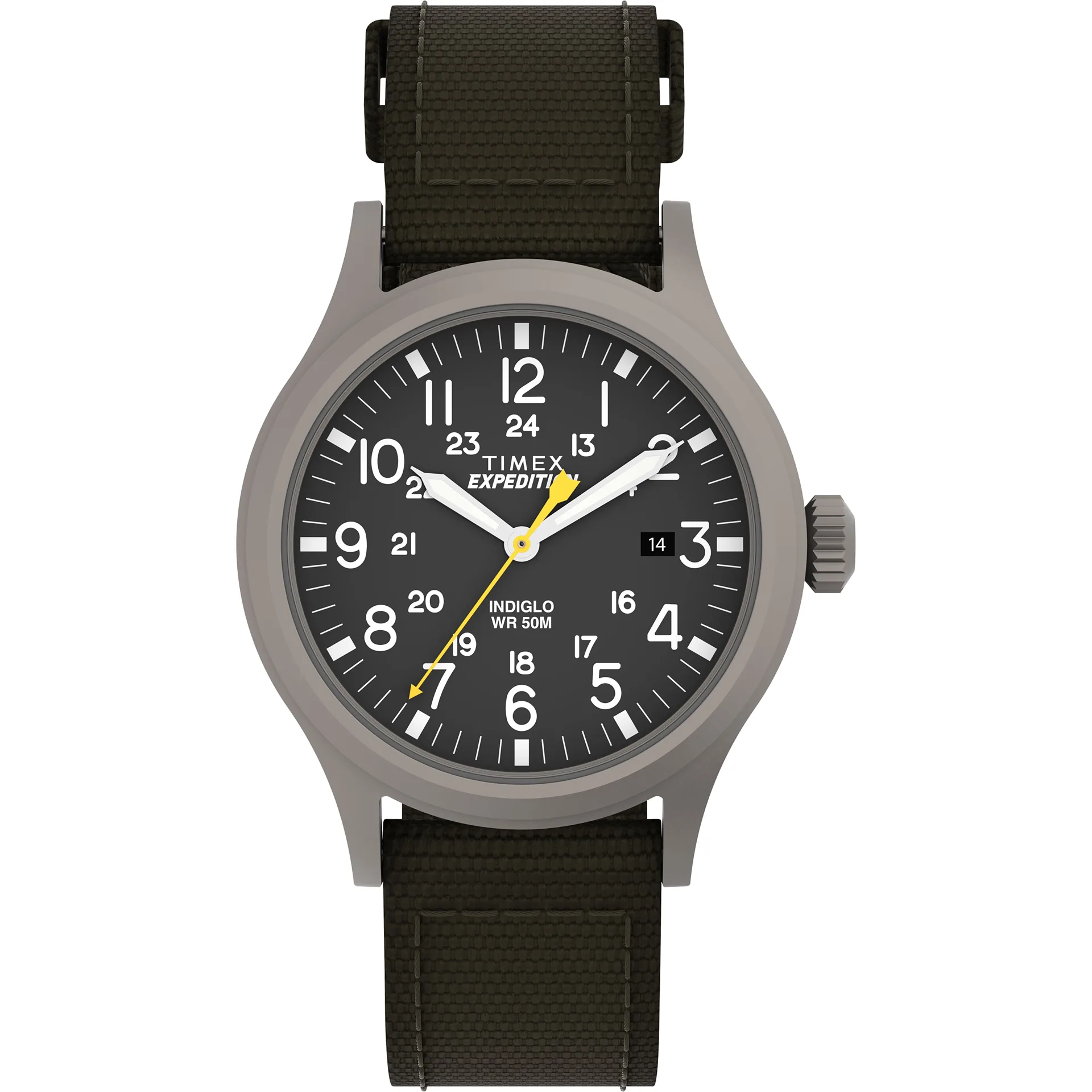 Timex Men's Expedition Scout 40mm Watch Black Dial Gray Case and Green Fabric Strap