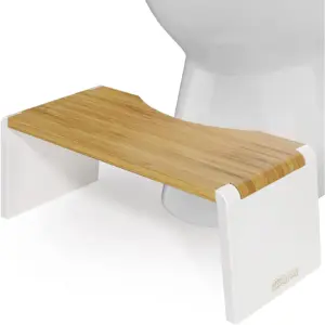 Squatty Potty Stockholm Folding Bamboo Toilet Stool | 7 Inch Collapsible | Brown and White | White and Brown | brown/white