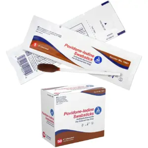 Dynarex 1201 Povidone Iodine Swabsticks 1 swabstick per pack (Box of 50) (Premium Edition)