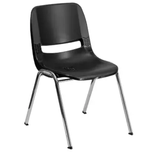 Flash Furniture Kids Plastic Stacking School Chair | Black | Black Plastic/Chrome Frame