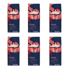 Lavazza Dolcevita Classico Ground Coffee | Medium Roast | Arabica & Robusta Blend | 12 Ounce Bag (Pack of 6)