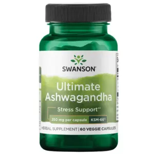 Swanson Ultimate Ashwagandha KSM-66 | Herbal Supplement Supporting Healthy Stress Levels and Relaxation | Natural Formula to Promote a Calm and Relaxed Mindset | (60 Veggie Capsules | 250mg Each) | 1 Pack | 60 Count (Pack of 1)