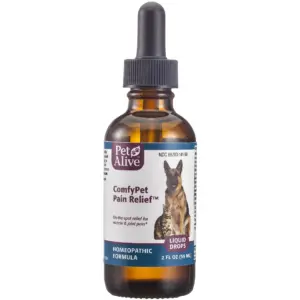 PetAlive ComfyPet Pain Relief | Natural Homeopathic Formula for Minor Aches & Pains Inch Dogs & Cats | Temporarily Reduces Minor Discomfort Inch the Muscles & Joints | 59 Milliliters | One Size Fits All
