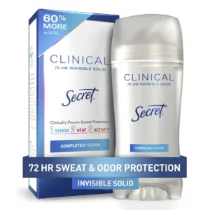 Secret Clinical Invisible Solid Antiperspirant & Deodorant Stick | Completely Clean | 2.6 Ounce