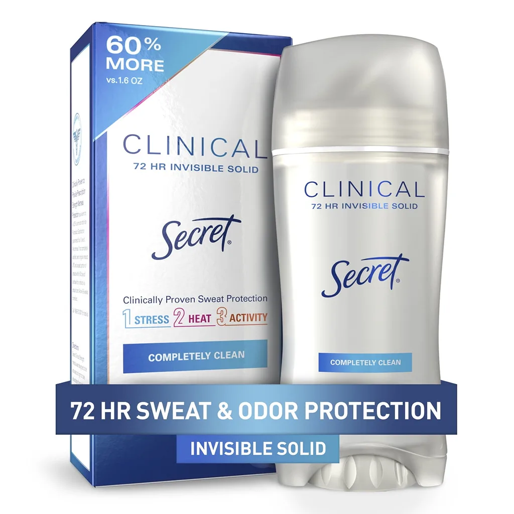 Secret Clinical Invisible Solid Antiperspirant & Deodorant Stick | Completely Clean | 2.6 Ounce