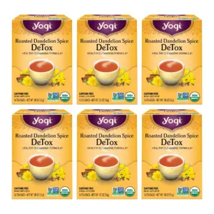Yogi Tea Roasted Dandelion Spice DeTox | Herbal Tea | Wellness Tea Bags | 6 Boxes of 16 | 6 Pack