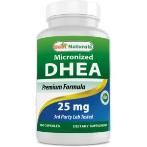 Best Naturals Micronized DHEA 25 mg 180 Capsules (Premium Edition)