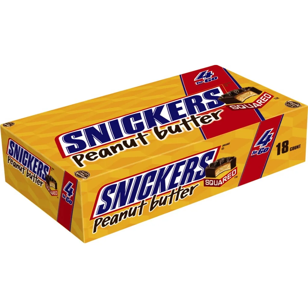 Snickers Peanut Butter Squared 4 to Go Chocolate Candy Bars | 3.56 Ounce. Pack | 18 Ct.Box