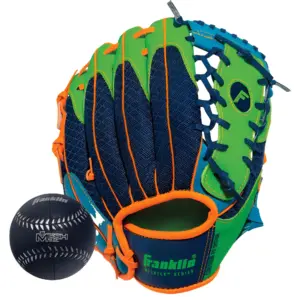 Franklin Sports Kid's Glove & Ball Set | Meshtek Foam Baseball & T-Ball Mitt | Righty | 1 Ball & 1 Glove