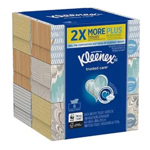 Kleenex Trusted Care Everyday Facial Tissues | Flat Box | 160 Count (Pack of 6)