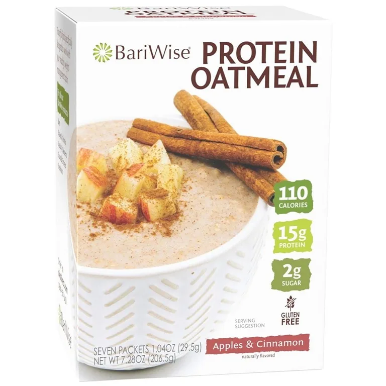 BariWise Instant Protein Oatmeal | Apples and Cinnamon | Low Sugar | Gluten Free | Low Carb (7ct)