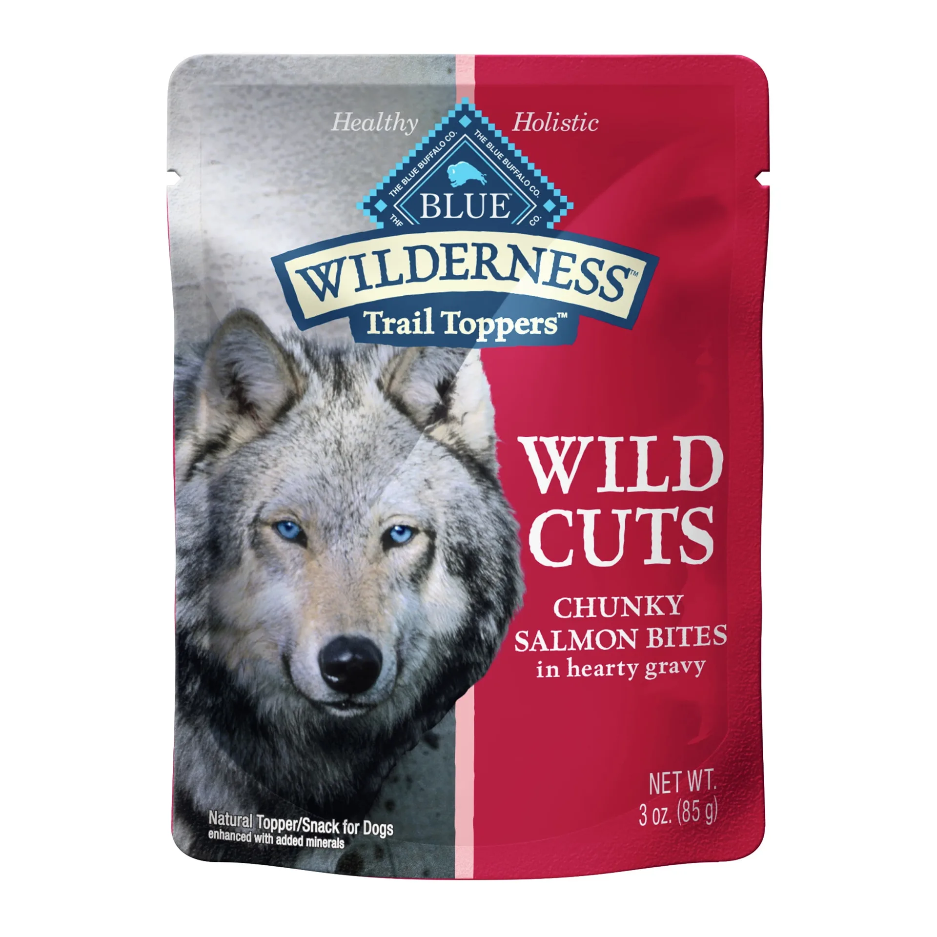 Blue Buffalo Wilderness Trail Toppers Wild Cuts High Protein Chunky Salmon Bites Inch Gravy Wet Dog Food | Grain-Free | 3 Ounce. Pouch