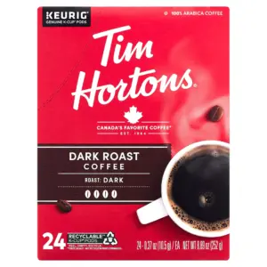 Tim Hortons Dark Roast Coffee | Single-Serve K-Cup Pods Compatible with Keurig Brewers | 100ct K-Cups