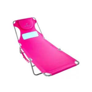Ostrich Ladies Comfort Adjustable Lounger Beach Chaise | Pink | Polyester | Steel | Single