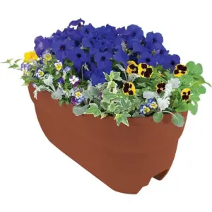 Bloomers Railing Planter with Drainage Holes – 24 Weatherproof Resin Planter | Terracotta