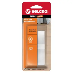 VELCRO Brand Sticky Back Hook and Loop Fasteners | Permanent Fabric Tape for Alterations and Hemming | Peel and Stick | No Sewing | Gluing | or Ironing | Cut-to-Length Roll | 24 Inch x 3/4 | White | Single | Nylon