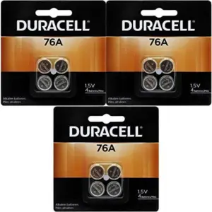 Duracell 76A LR44 Duralock 1.5V Button Cell Battery 12 Pack (Premium Edition)