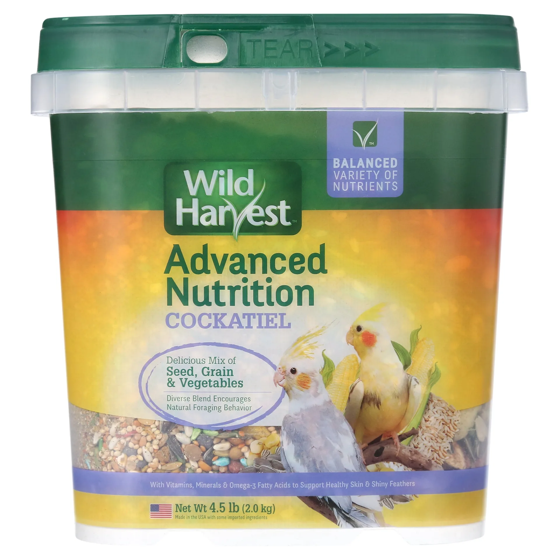 Wild Harvest Advanced Nut Diet | for Cockatiels | 4.5 lbs