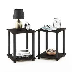 Furinno Simplistic End Table | Set of Two | Espresso/Black