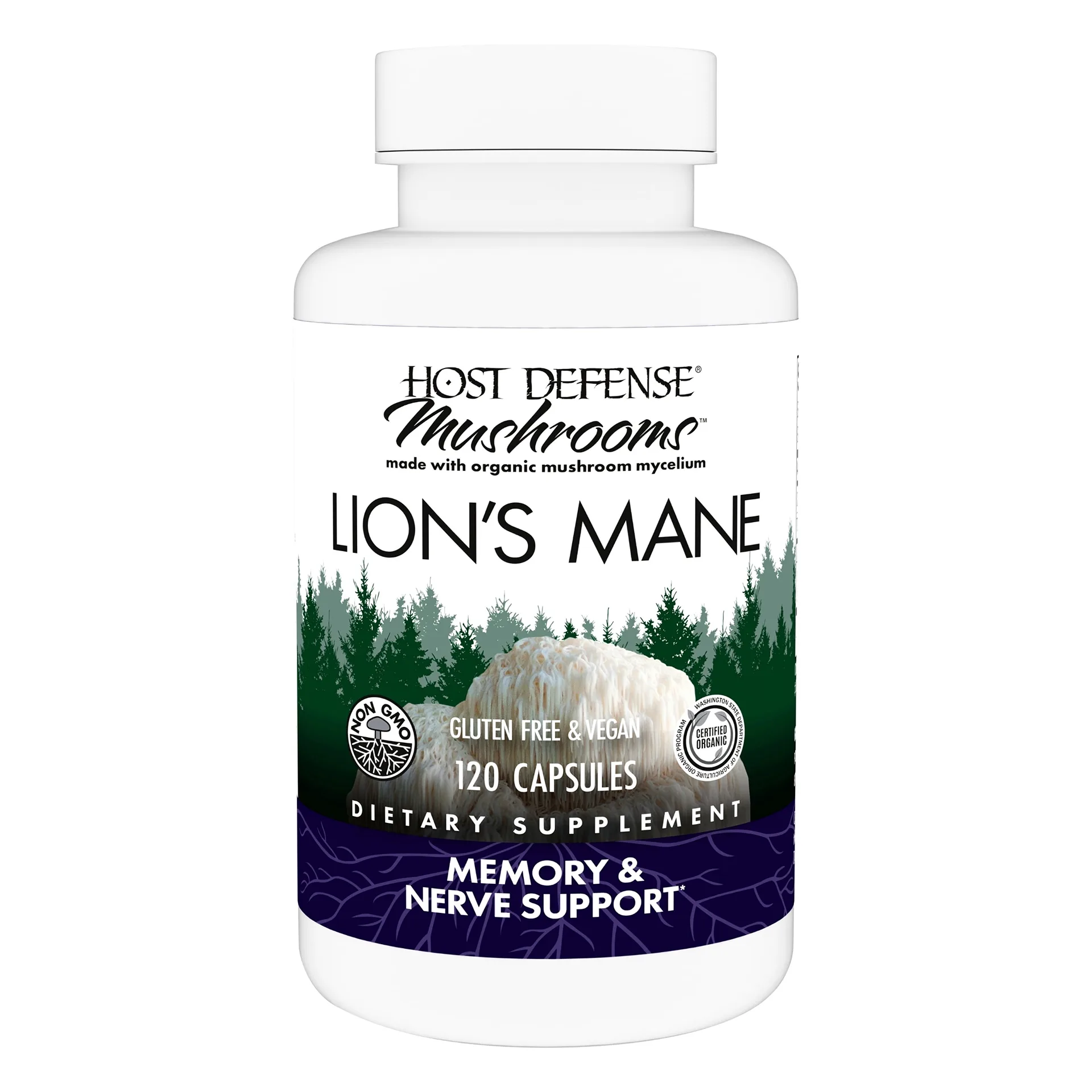 Host Defense Lion's Mane | 120 Capsules (60 Servings) | 120 Count(Pack of 1)