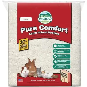 Animal Health Pure Comfort Bedding | Rabbit | Hamster | and Guinea Pig Bedding | Bunny Supplies for Litter Box | Pet Safe | 99.9% Dust-Free | White Paper | 72 Liter Bag