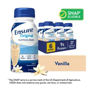 Ensure Original Nutrition Shake | 9g Protein | Vanilla | 8 fl Ounce | 6 Pack