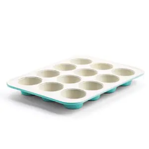 GreenLife Ceramic Nonstick Muffin Pan | Turquoise (Premium Edition)