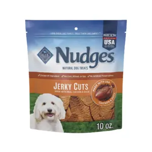 Blue Buffalo Nudges Jerky Cuts Dog Treats Made with Real Chicken and Duck | 10-Ounce. Bag