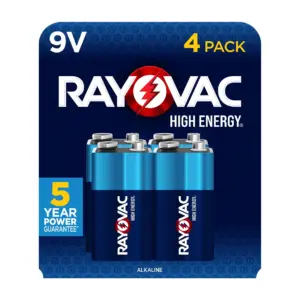 Rayovac High Energy 9V Batteries (4 Pack) | Alkaline 9 Volt Batteries