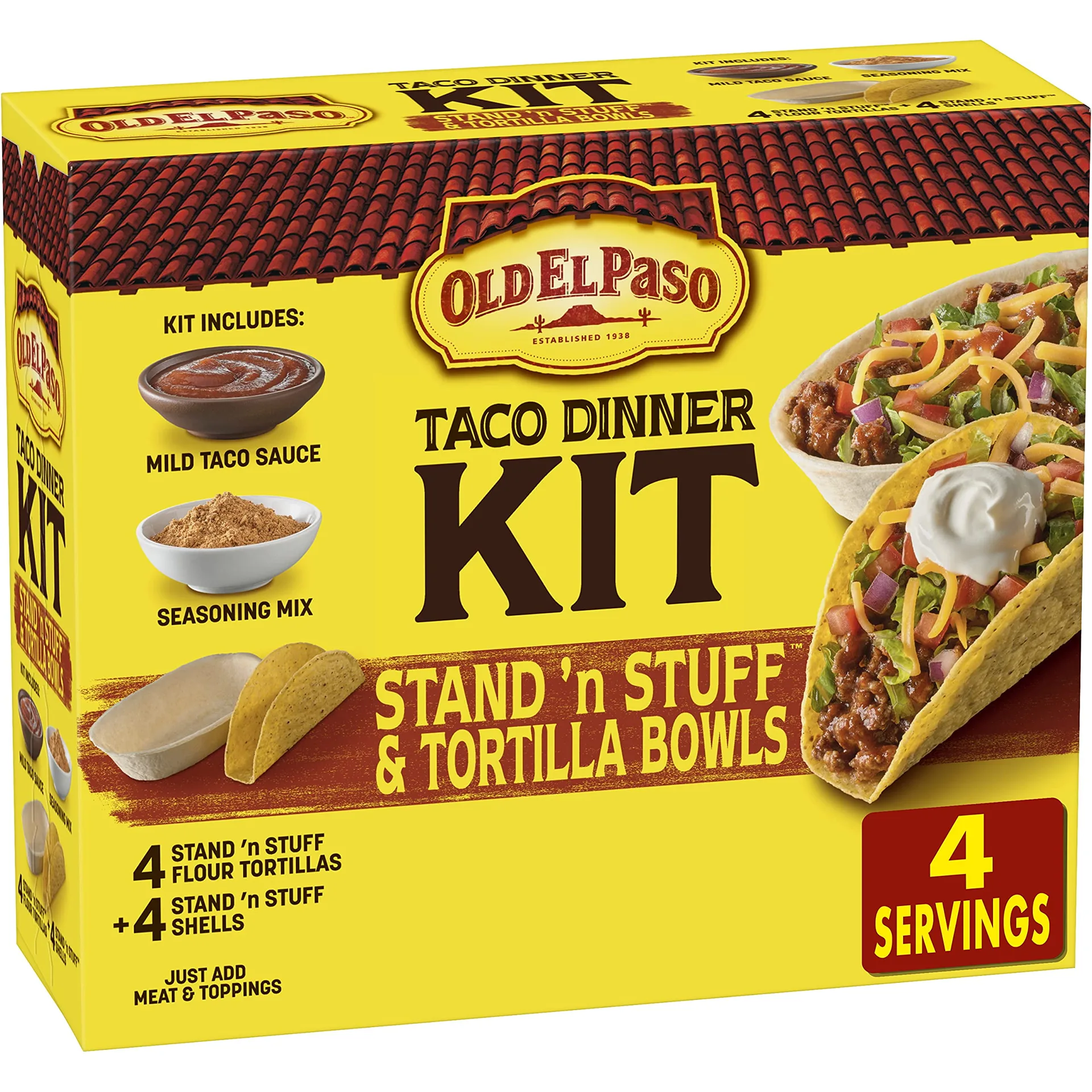 Old El Paso Stand 'N Stuff Shells and Tortilla Bowls | Hard and Soft Taco Dinner Kit | 9.4 Ounce