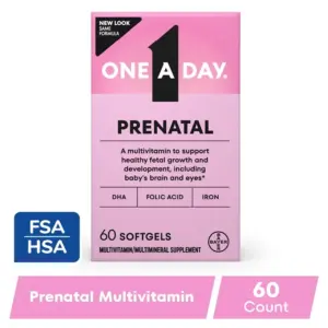 One A Day Women's Prenatal Multivitamin with Folic Acid | DHA & Iron | 60 Ct