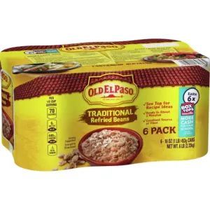 Old El Paso Traditional Refried Beans | 6 cans | 96 Ounce