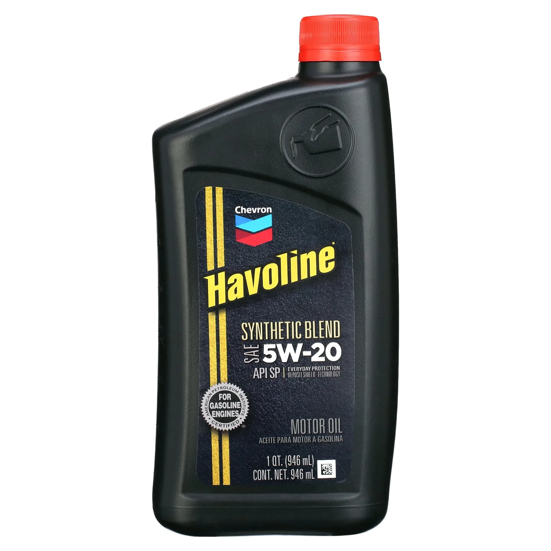 Chevron Havoline Synthetic Blend Motor Oil 5W-20 | 1 Quart Bottle | Single