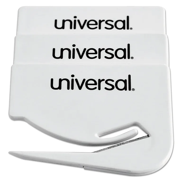 Universal Letter Slitter Hand Letter Opener w/Concealed Blade | 2 1/2 | White | 3/Pack