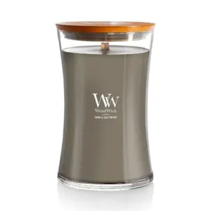Woodwick Large Hourglass Candle | Sand and Driftwood | 21.5 Ounce | Grey | Beige | Large Hourglass | Brown