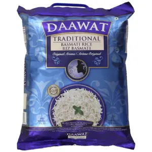 Daawat Traditional Basmati White Rice | Authentic Long Grain Basmati Rice | Non-Sticky | Fluffy | Nutty | Aromatic Rice | Vegan Food | Healthy Meals | Gluten-Free 10 lb Bag | 10 lbs | 10 Pound (Pack of 1)