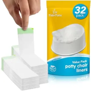 Tidy Tots Disposable Potty Chair Liners | Value Pack | Universal Potty Training Chair Liners | Pack of 32