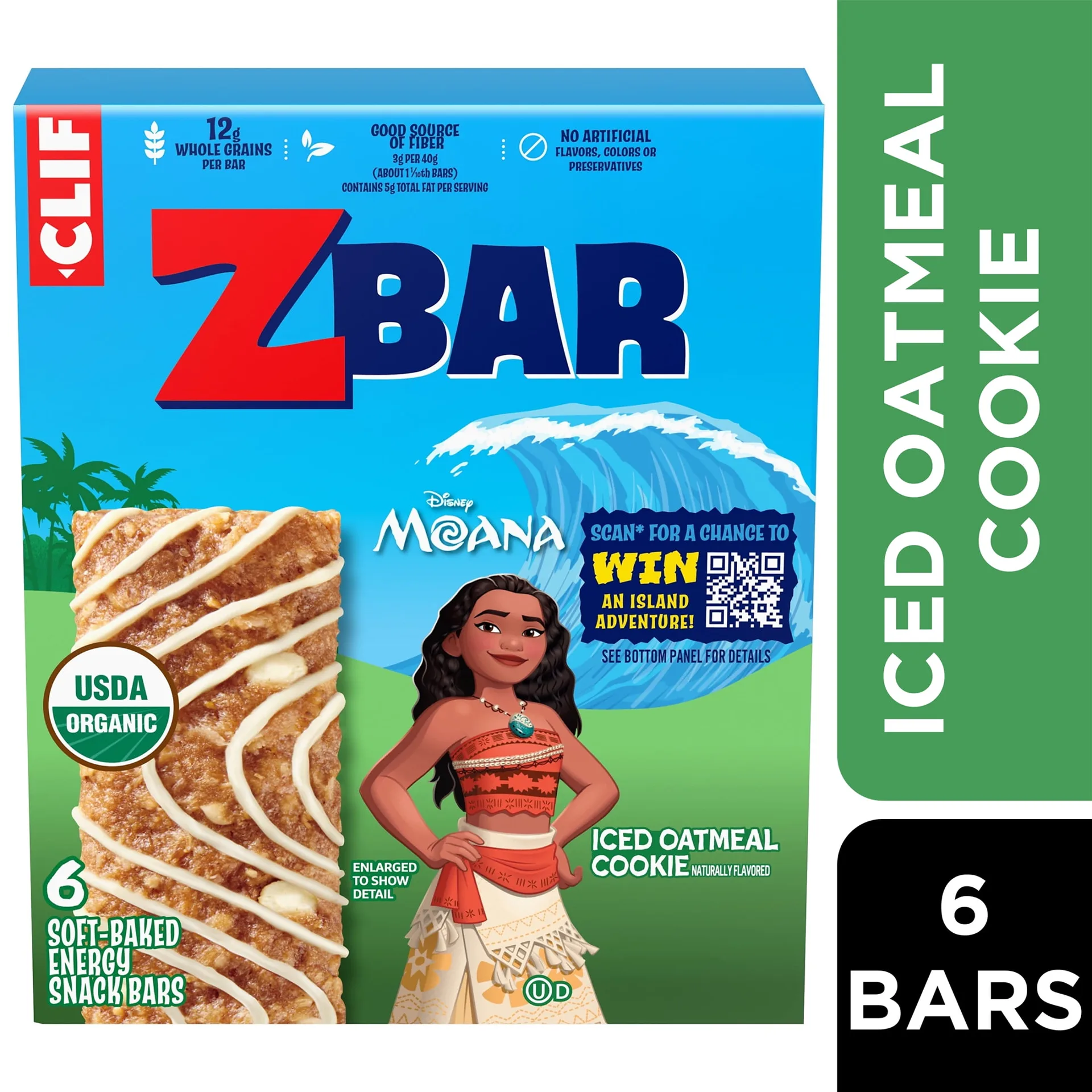 Zbar Iced Oatmeal Cookie Flavor Soft Baked Snack Bars | Organic Granola Bars | 6ct