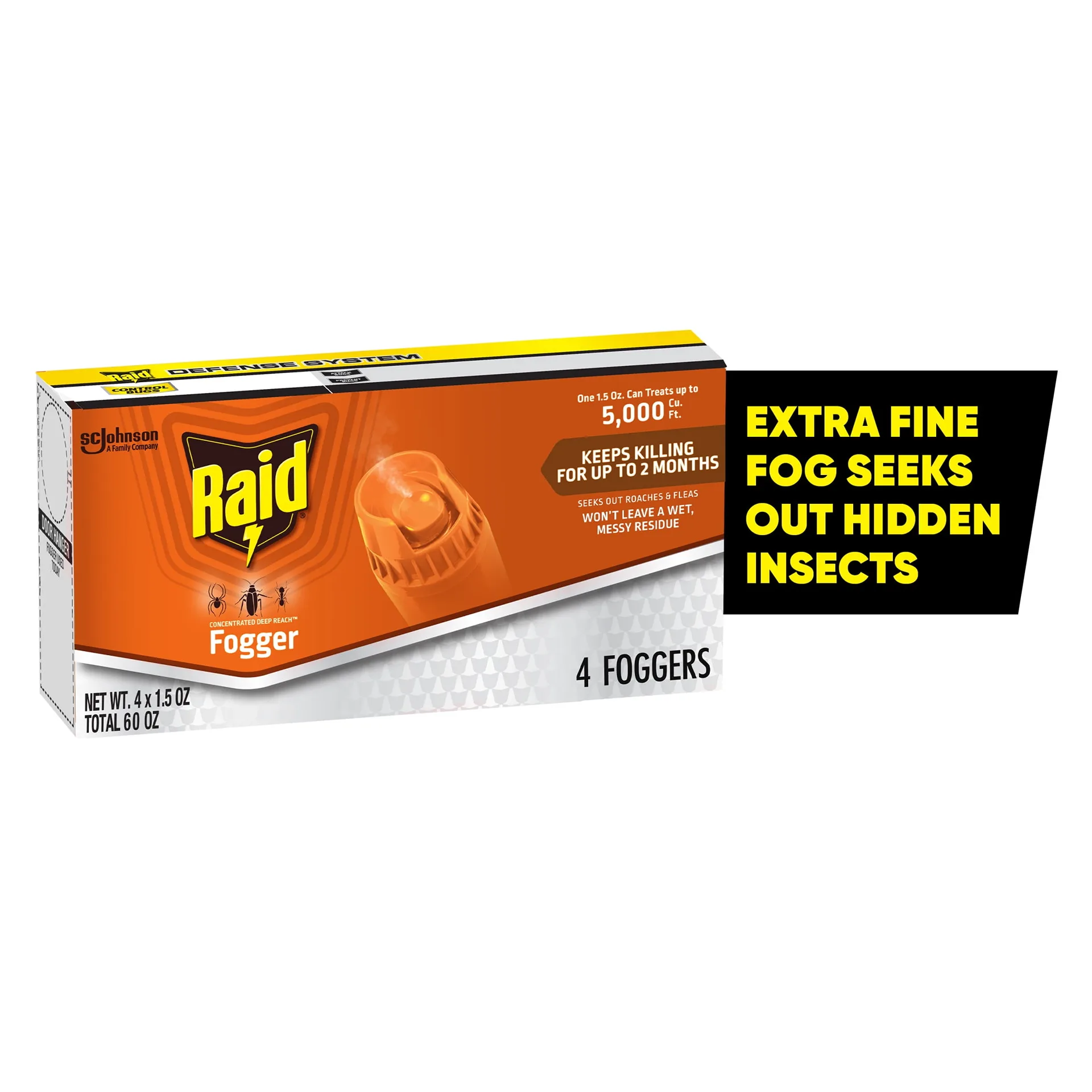 Raid Concentrated Deep Reach Pest Killer and Roach Fogger | 1.5 fl Ounce | 4 Count | Single