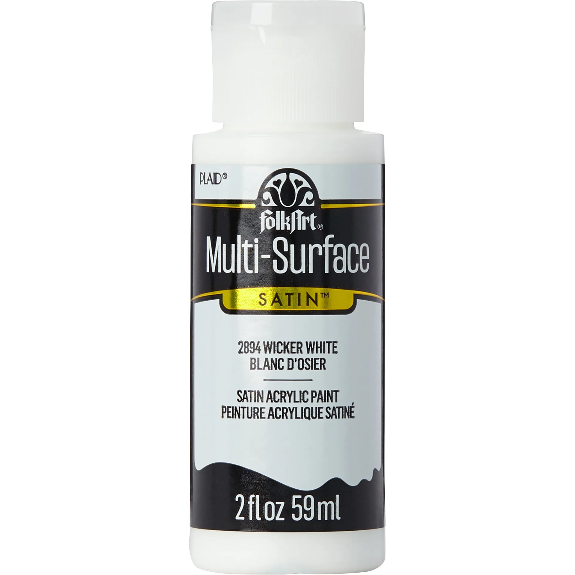 FolkArt Multi-Surface Acrylic Craft Paint | Satin Finish | Wicker White | 2 fl Ounce | Single