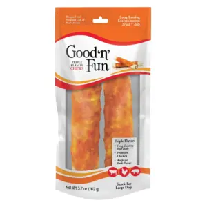 Good ’n’ Fun Triple Flavor Chews | 7 Inch Rolls | Rawhide for Dogs | 2 Count | 1